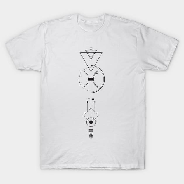 Pisces Arrow - Geometric Astrology T-Shirt by alcateiaart